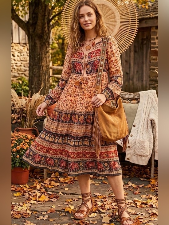 RAGA Dresses & Skirts - Anthropologie -Raga Advika Bohemian Print Midi Dress NWOT Small- GORGEOUS